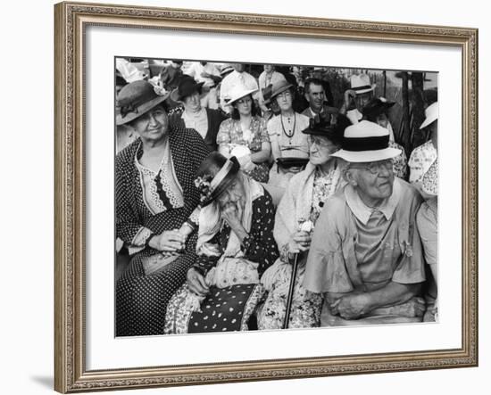 Women, All Wearing Hats, Sitting Outside at Republican Rally, Dexter, Maine-Alfred Eisenstaedt-Framed Photographic Print