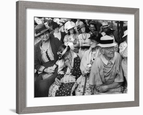 Women, All Wearing Hats, Sitting Outside at Republican Rally, Dexter, Maine-Alfred Eisenstaedt-Framed Photographic Print