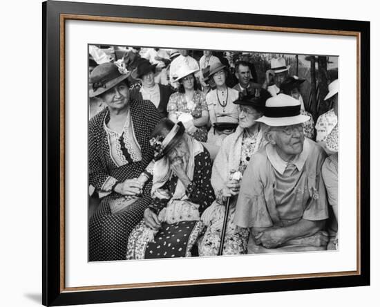 Women, All Wearing Hats, Sitting Outside at Republican Rally, Dexter, Maine-Alfred Eisenstaedt-Framed Photographic Print