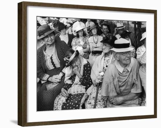 Women, All Wearing Hats, Sitting Outside at Republican Rally, Dexter, Maine-Alfred Eisenstaedt-Framed Photographic Print