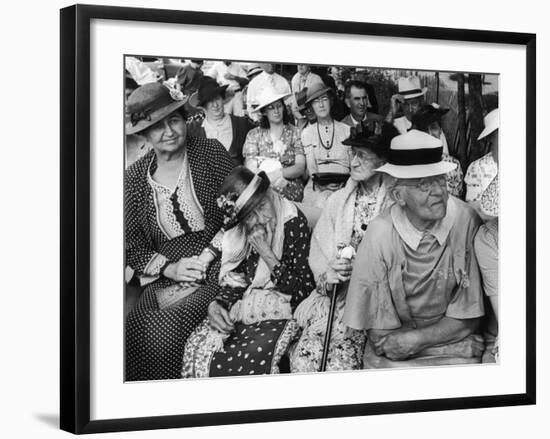 Women, All Wearing Hats, Sitting Outside at Republican Rally, Dexter, Maine-Alfred Eisenstaedt-Framed Photographic Print