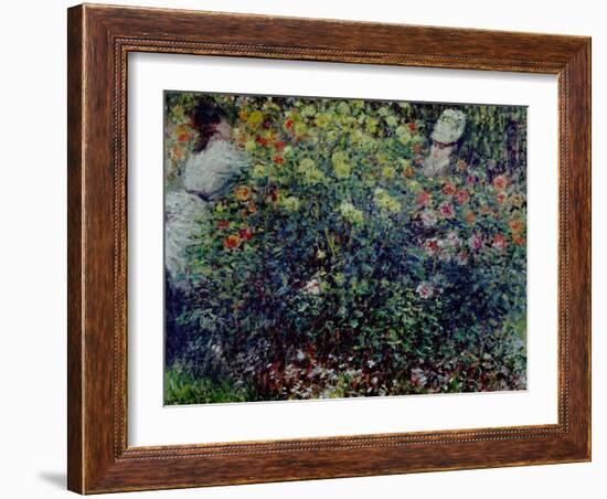 Women Amidst Flowers, 1875-Claude Monet-Framed Giclee Print