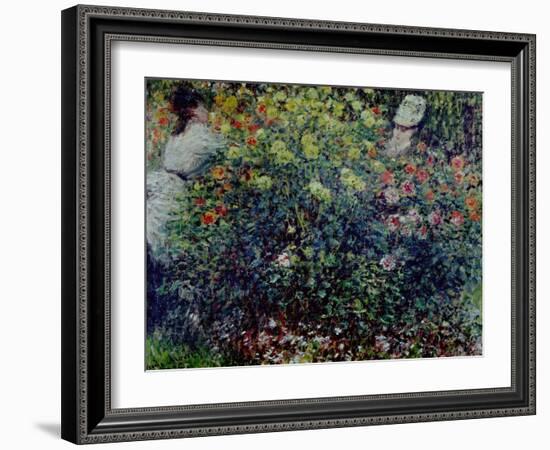 Women Amidst Flowers, 1875-Claude Monet-Framed Giclee Print