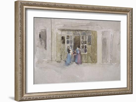 Women and Children at a Shop Door, c.1888-James Abbott McNeill Whistler-Framed Giclee Print