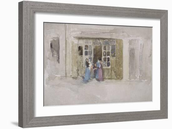 Women and Children at a Shop Door, c.1888-James Abbott McNeill Whistler-Framed Giclee Print