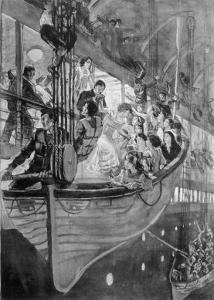 Women and Children Board a Lifeboat on B-Deck