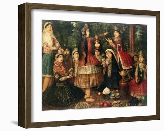 Women and Children in a Garden, 19th Century-null-Framed Giclee Print