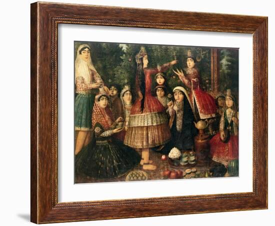 Women and Children in a Garden, 19th Century-null-Framed Giclee Print