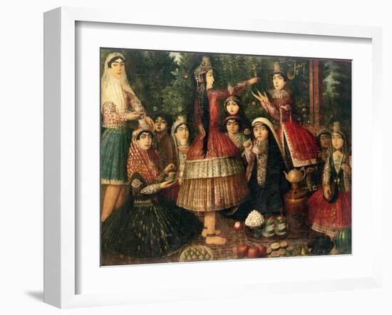 Women and Children in a Garden, 19th Century-null-Framed Giclee Print