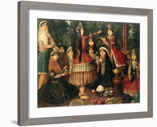 Women and Children in a Garden, 19th Century-null-Framed Giclee Print