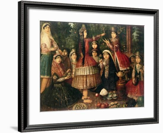 Women and Children in a Garden, 19th Century-null-Framed Giclee Print