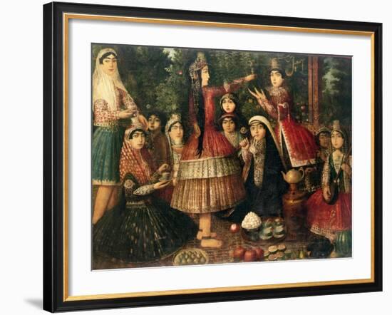 Women and Children in a Garden, 19th Century-null-Framed Giclee Print