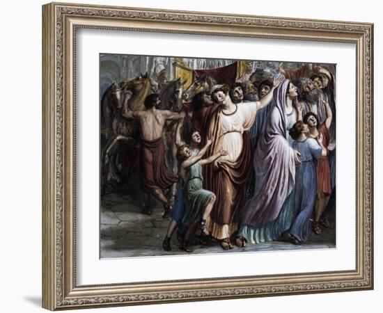 Women and Children, Stories of Emperor Trajan, Hall of General Council of Republic of Lucca-Horace Scoppa-Framed Giclee Print