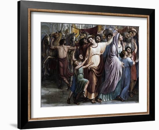 Women and Children, Stories of Emperor Trajan, Hall of General Council of Republic of Lucca-Horace Scoppa-Framed Giclee Print