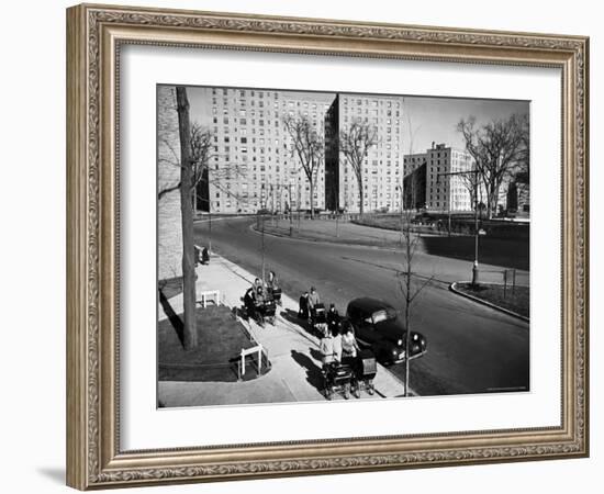 Women and Couples Walking Babies in Carriage in Parkchester Housing Development in the Bronx-Alfred Eisenstaedt-Framed Photographic Print