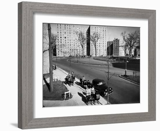 Women and Couples Walking Babies in Carriage in Parkchester Housing Development in the Bronx-Alfred Eisenstaedt-Framed Photographic Print