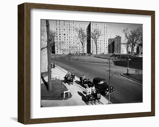 Women and Couples Walking Babies in Carriage in Parkchester Housing Development in the Bronx-Alfred Eisenstaedt-Framed Photographic Print