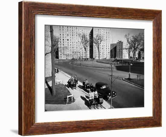 Women and Couples Walking Babies in Carriage in Parkchester Housing Development in the Bronx-Alfred Eisenstaedt-Framed Photographic Print