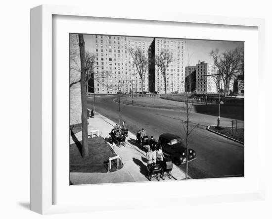 Women and Couples Walking Babies in Carriage in Parkchester Housing Development in the Bronx-Alfred Eisenstaedt-Framed Photographic Print