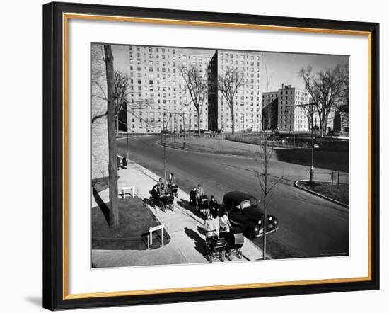 Women and Couples Walking Babies in Carriage in Parkchester Housing Development in the Bronx-Alfred Eisenstaedt-Framed Photographic Print