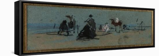 Women and Horse on the Beach-Eugène Boudin-Framed Premier Image Canvas