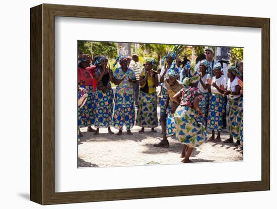 Women and Men Dancing in Traditional Dress, Benguela, Angola-Alida Latham-Framed Photographic Print