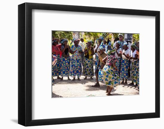 Women and Men Dancing in Traditional Dress, Benguela, Angola-Alida Latham-Framed Photographic Print