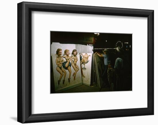 Women as They Pose Behind a Cut-Out of Burlesque Dancers, at the Iowa State Fair, 1955-John Dominis-Framed Photographic Print