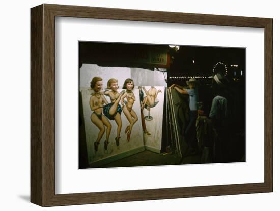 Women as They Pose Behind a Cut-Out of Burlesque Dancers, at the Iowa State Fair, 1955-John Dominis-Framed Photographic Print