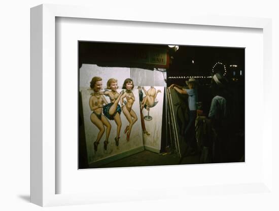 Women as They Pose Behind a Cut-Out of Burlesque Dancers, at the Iowa State Fair, 1955-John Dominis-Framed Photographic Print