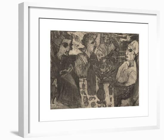 Women at a Table in a Room-Ernst Ludwig Kirchner-Framed Premium Giclee Print