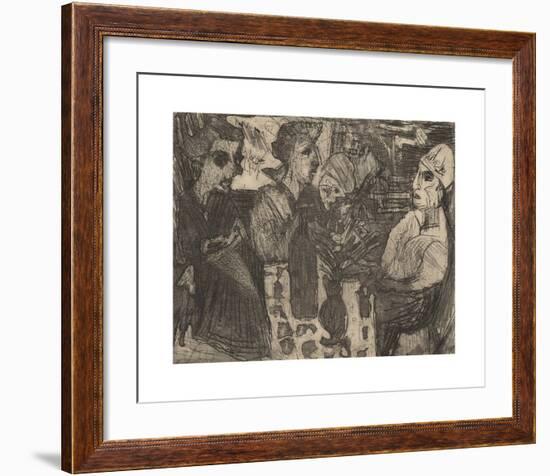 Women at a Table in a Room-Ernst Ludwig Kirchner-Framed Premium Giclee Print