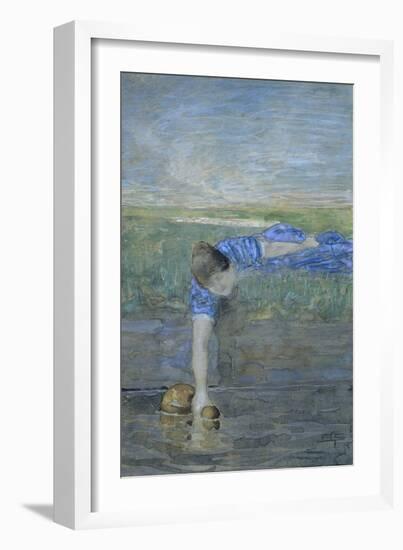 Women at River-Giovanni Segantini-Framed Giclee Print