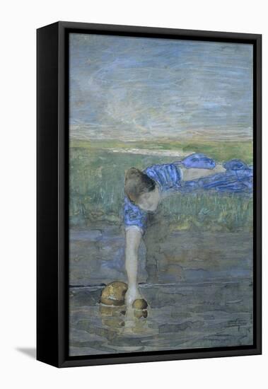 Women at River-Giovanni Segantini-Framed Premier Image Canvas