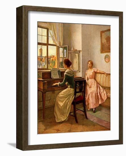 Women at the piano-Eduard Niczky-Framed Giclee Print