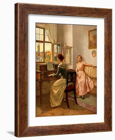 Women at the piano-Eduard Niczky-Framed Giclee Print