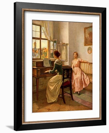 Women at the piano-Eduard Niczky-Framed Giclee Print