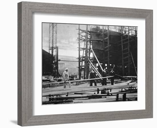 Women at Work in a Naval Ship-Building Yard, 1916-English Photographer-Framed Photographic Print