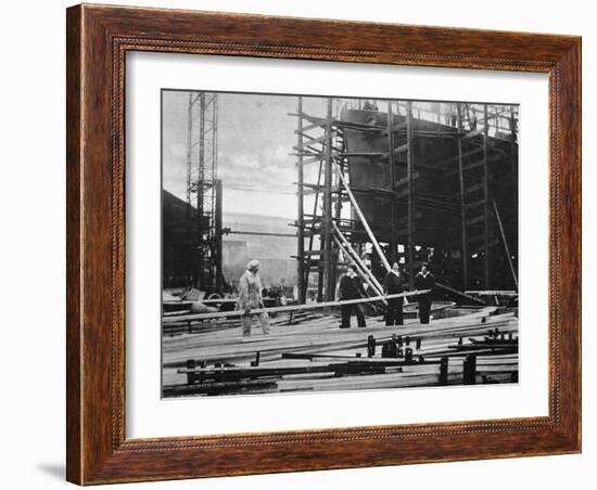 Women at Work in a Naval Ship-Building Yard, 1916-English Photographer-Framed Photographic Print