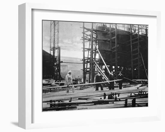 Women at Work in a Naval Ship-Building Yard, 1916-English Photographer-Framed Photographic Print