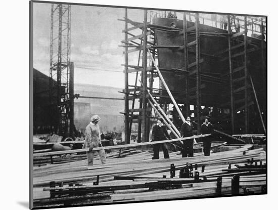 Women at Work in a Naval Ship-Building Yard, 1916-English Photographer-Mounted Photographic Print