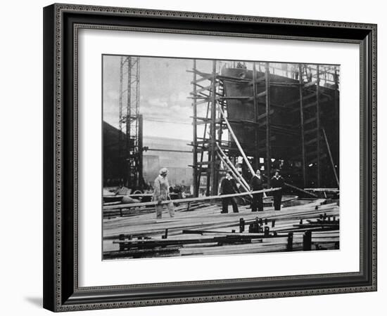 Women at Work in a Naval Ship-Building Yard, 1916-English Photographer-Framed Photographic Print