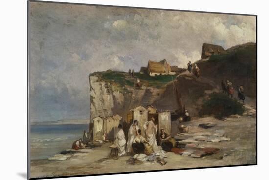 Women Bathing, Dieppe Ii, about 1857-Carl Spitzweg-Mounted Giclee Print