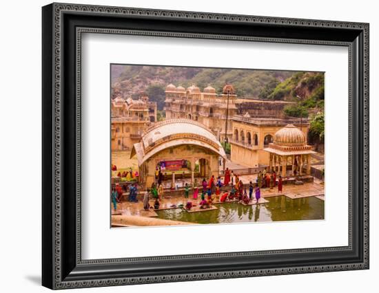 Women Bathing in Cistern, Jaipur, Rajasthan, India, Asia-Laura Grier-Framed Photographic Print
