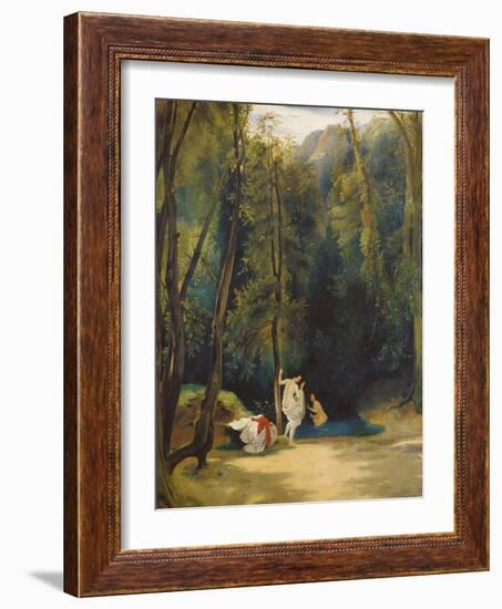 Women Bathing in the Park of Terni-Carl Blechen-Framed Giclee Print