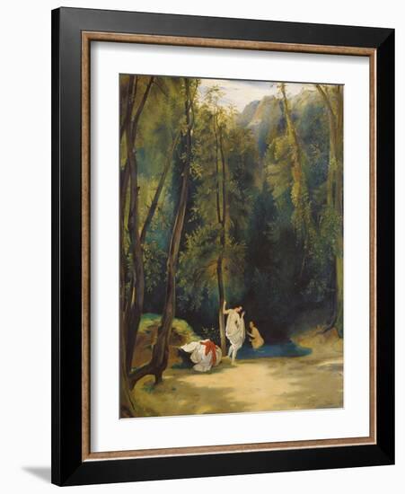 Women Bathing in the Park of Terni-Carl Blechen-Framed Giclee Print