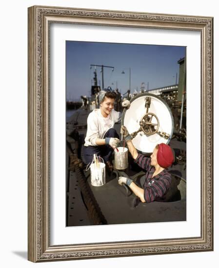 Women Building Submarines at Electric Boat Co., New London, Conn-Bernard Hoffman-Framed Photographic Print