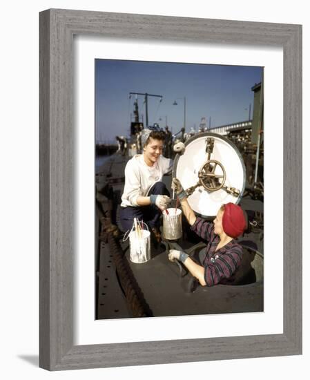 Women Building Submarines at Electric Boat Co., New London, Conn-Bernard Hoffman-Framed Photographic Print