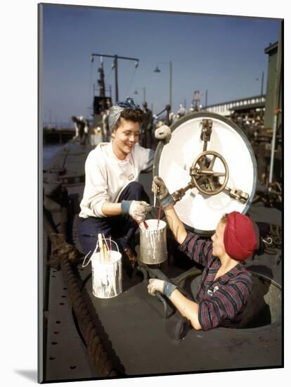 Women Building Submarines at Electric Boat Co., New London, Conn-Bernard Hoffman-Mounted Photographic Print