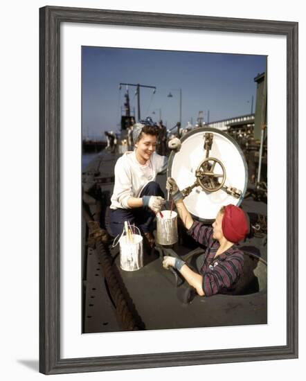 Women Building Submarines at Electric Boat Co., New London, Conn-Bernard Hoffman-Framed Photographic Print